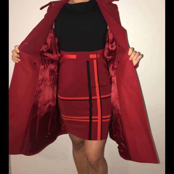 Karen Millen Trench Coat in Red - Picture 3 of 8